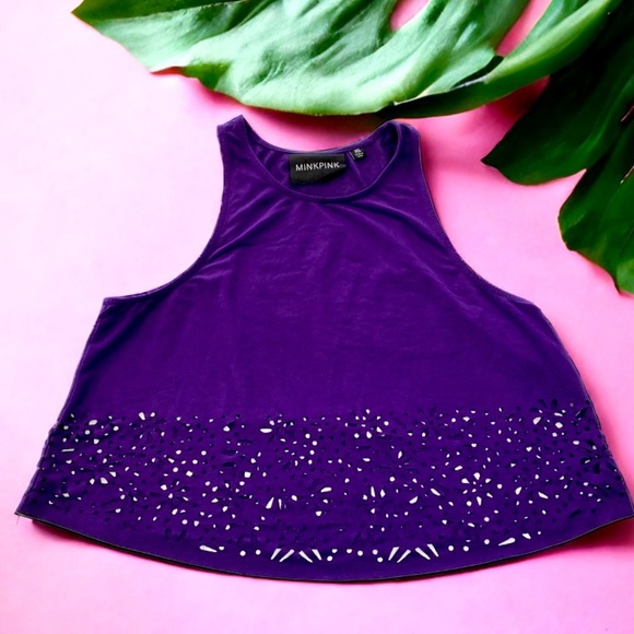 MINKPINK Super soft crop purple tank- XS - Picture 4 of 7